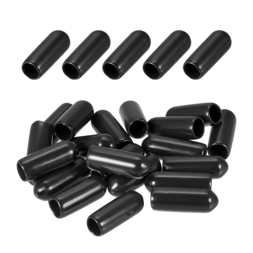 80-Pack 5mm Black Rubber Screw End Caps for Bolt Protection