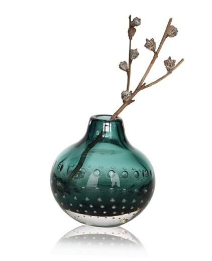 Green Glass Bud Vase with Reed Diffuser for Floral Decor 1 Pack