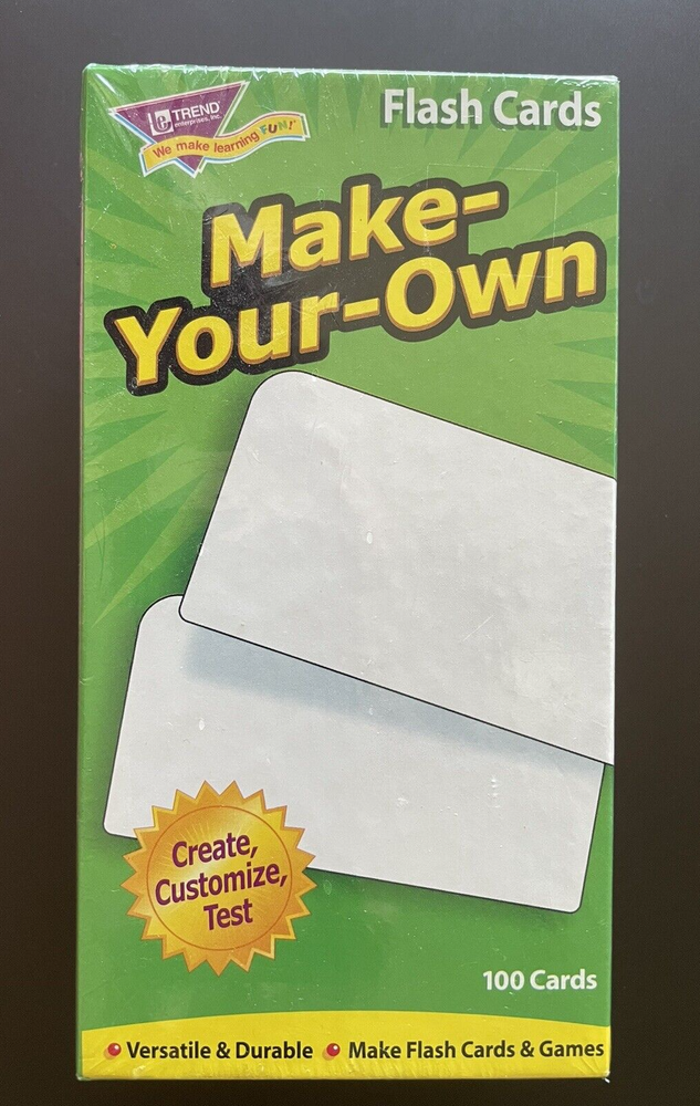 Trend Back to School supplies Make Your Own Flash Cards 100 Blank Kids New-image