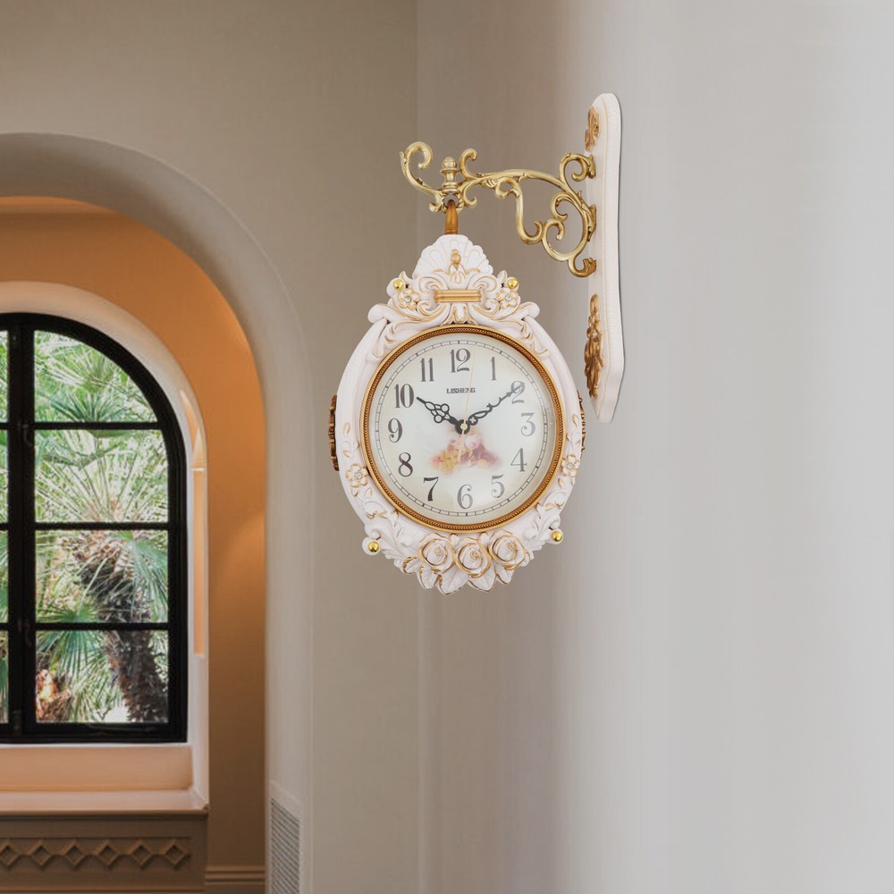 Double-Sided Wall Mounted Clock Accurate Pointer Clock Vintage Hanging Clock NEW