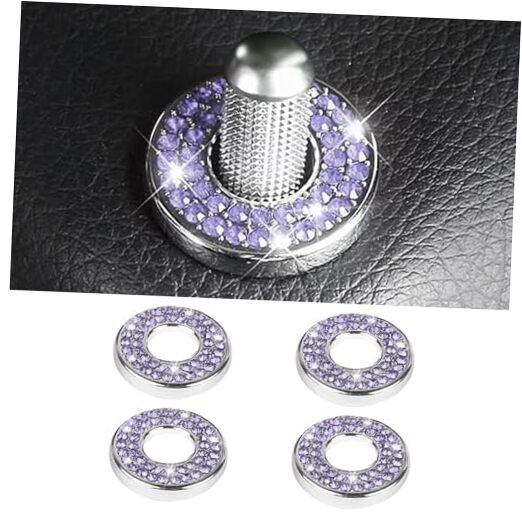 Crystal Rhinestone Bling Car Door Lock Cover Stickers in Purple