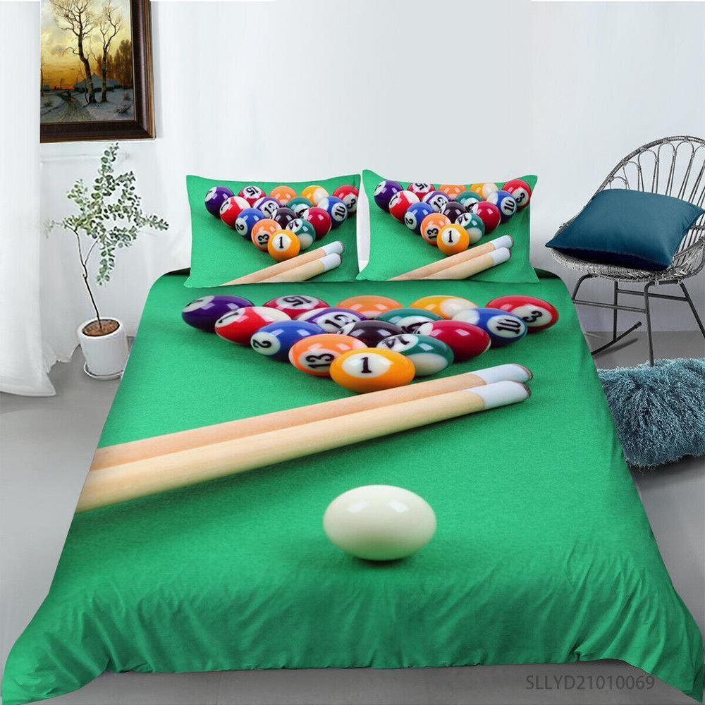 Billiards 3D Printed Gift 3 Quilt Duvet Cover Set King Double Bedclothes Queen