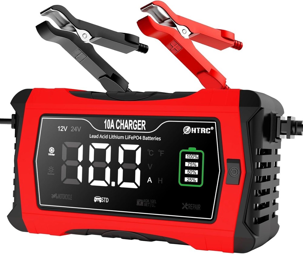 10A 12V/24V Smart Car Battery Charger with Trickle Mode  