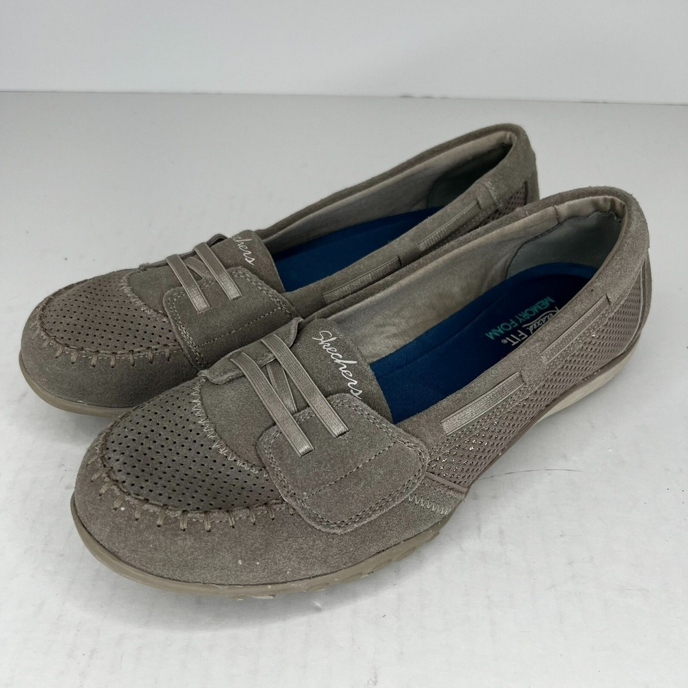 Skechers Womens 22516 Gray Newbury St Adored Slip On leather Size 10 Loafers
