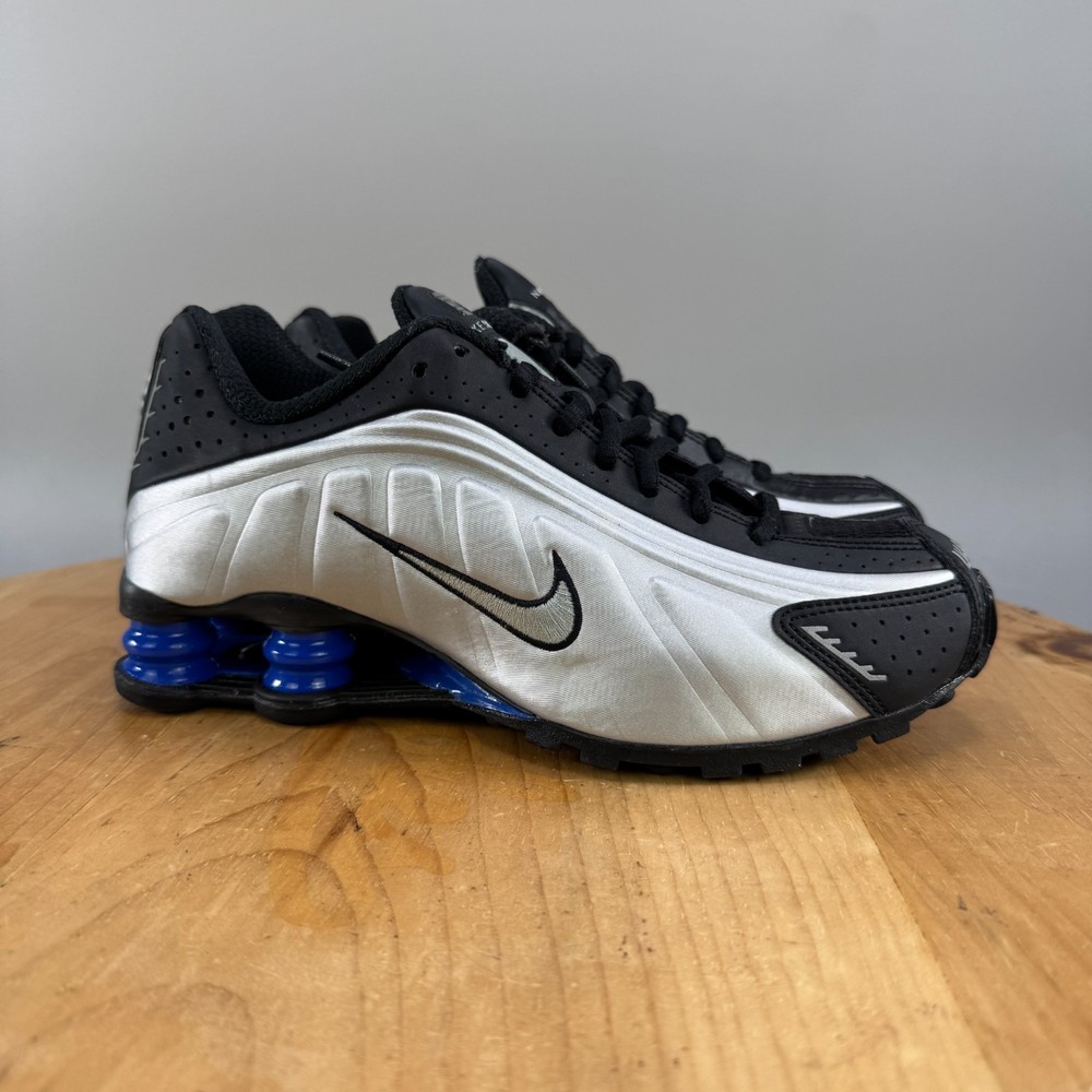Nike Shox R4 Women's Size 6.5 Shoes Metallic Silver Racer Black Blue AR3565-006