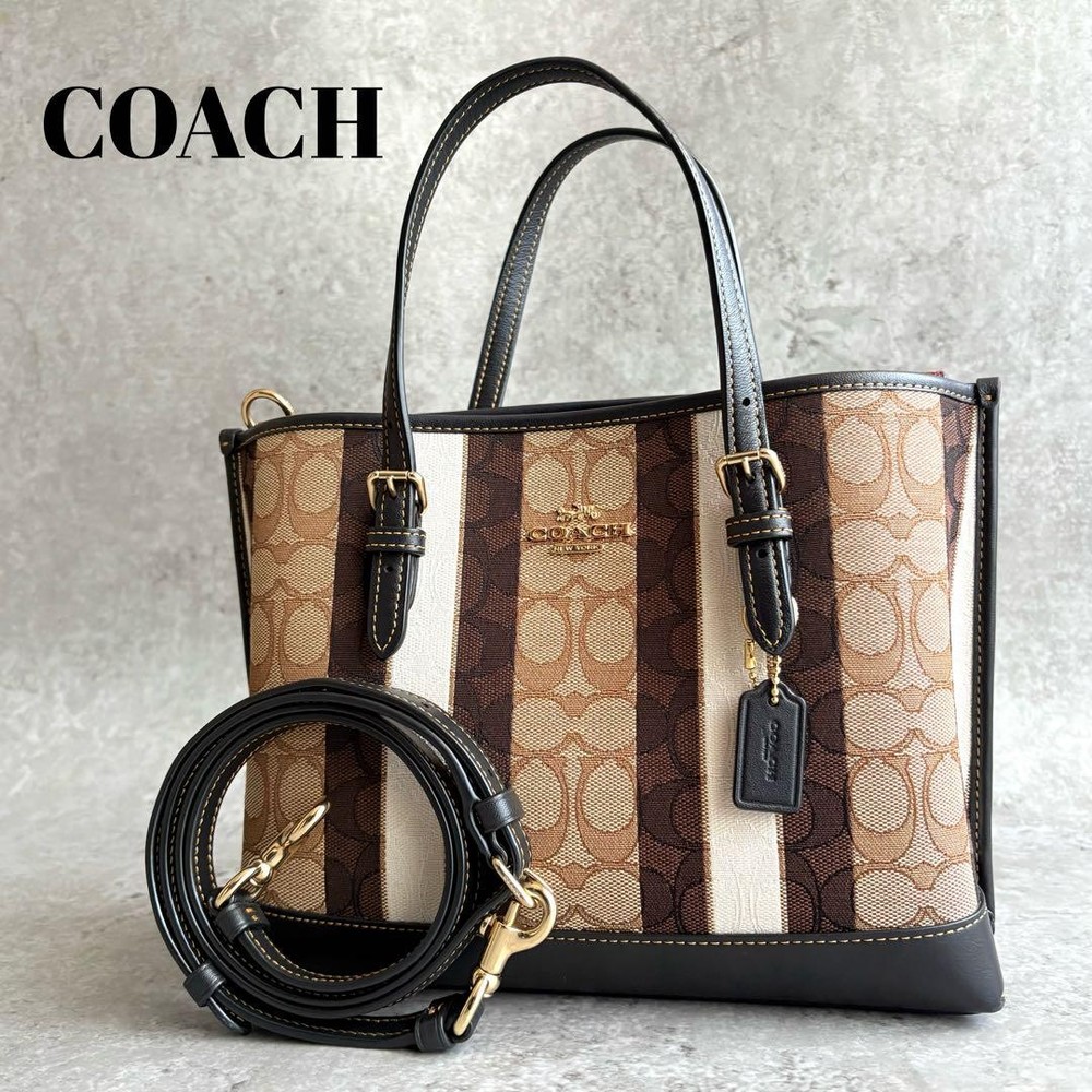 Coach Molly Tote 2-Way Shoulder Bag in Beige Canvas & Leather – Excellent Condition