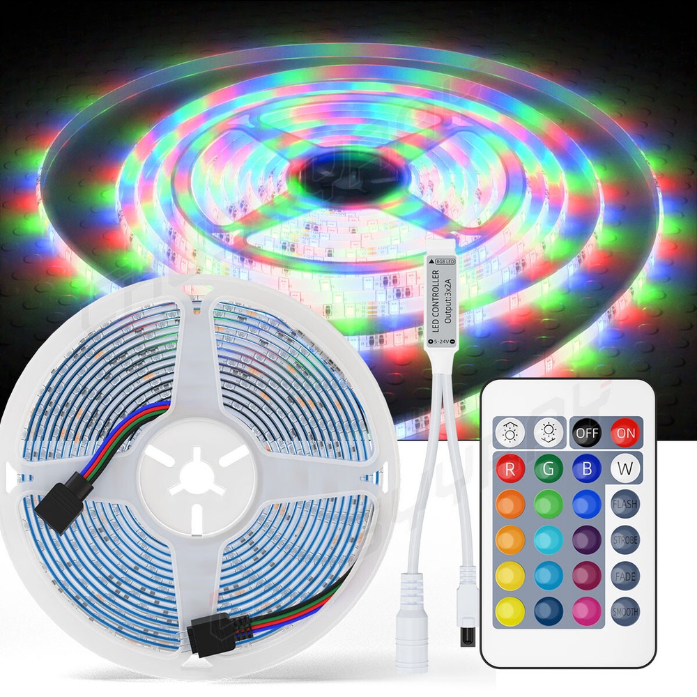 12V RGB LED Strip Lights Waterproof 5050SMD with Remote for Room Party
