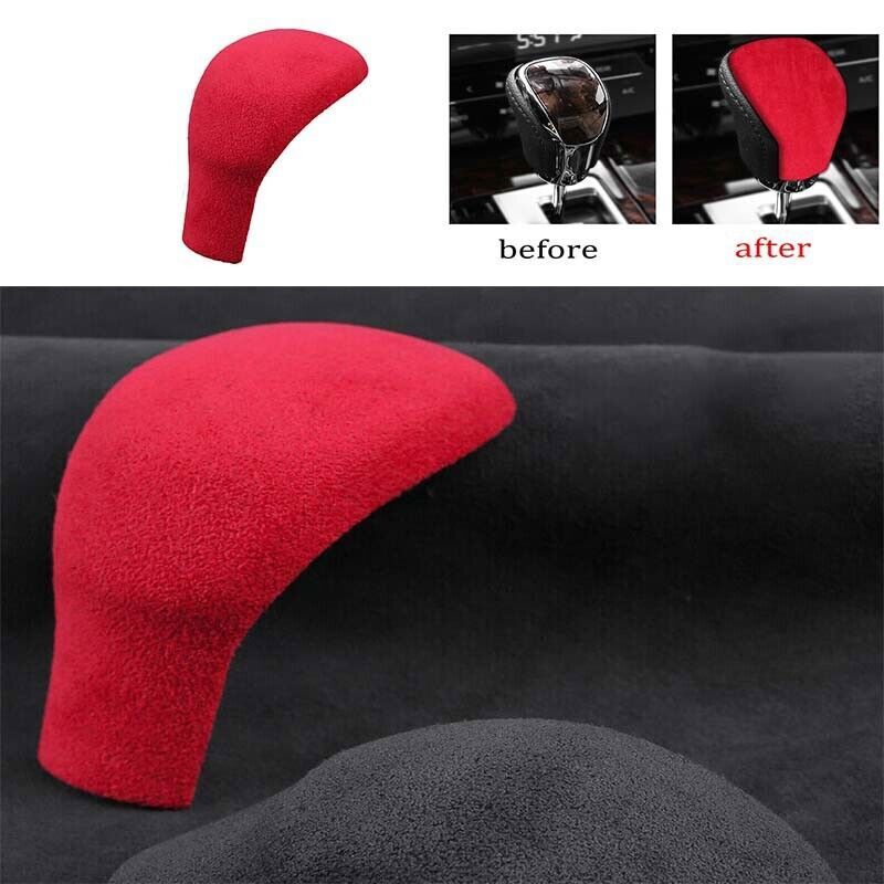 Gear Shift Lever Knob For Toyota Alphard 2015-2022 Suede Center Cover Trim Red