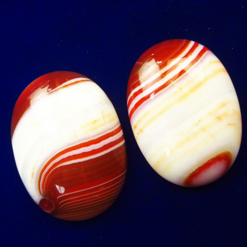 2Pcs 40x30x8mm Red White Onyx Agate Oval Cab Cabochon D95245