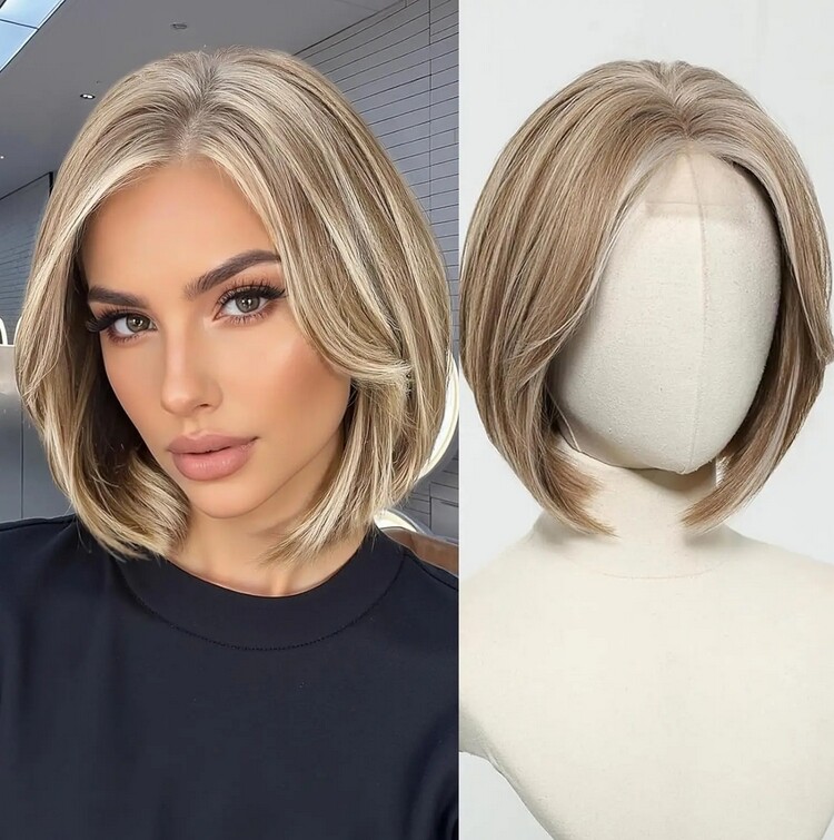 Highlight Blonde Wig Bob 13x4 Lace Front Human Hair Wig For Women