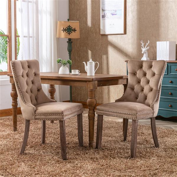 Modern High-End Tufted Velvet Upholstered Solid Wood Dining Chair Contemporary Design