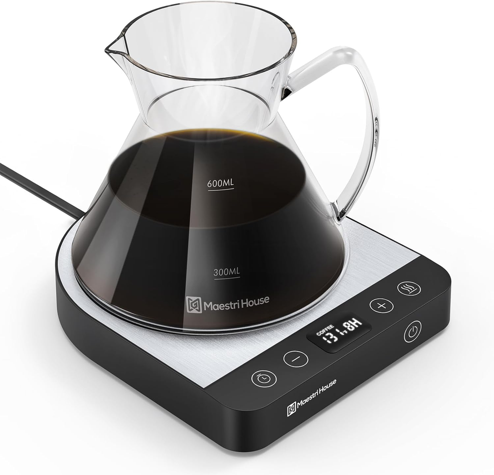 Maestri House Electric Coffee Mug Warmer for Desk with 5 Black Mugs