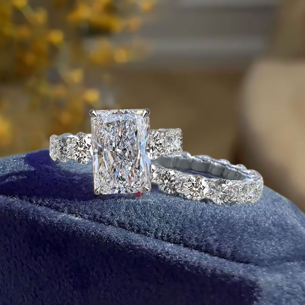 5 Ct Certified Radiant Cut Moissanite Solitaire 925 Silver Engagement Ring