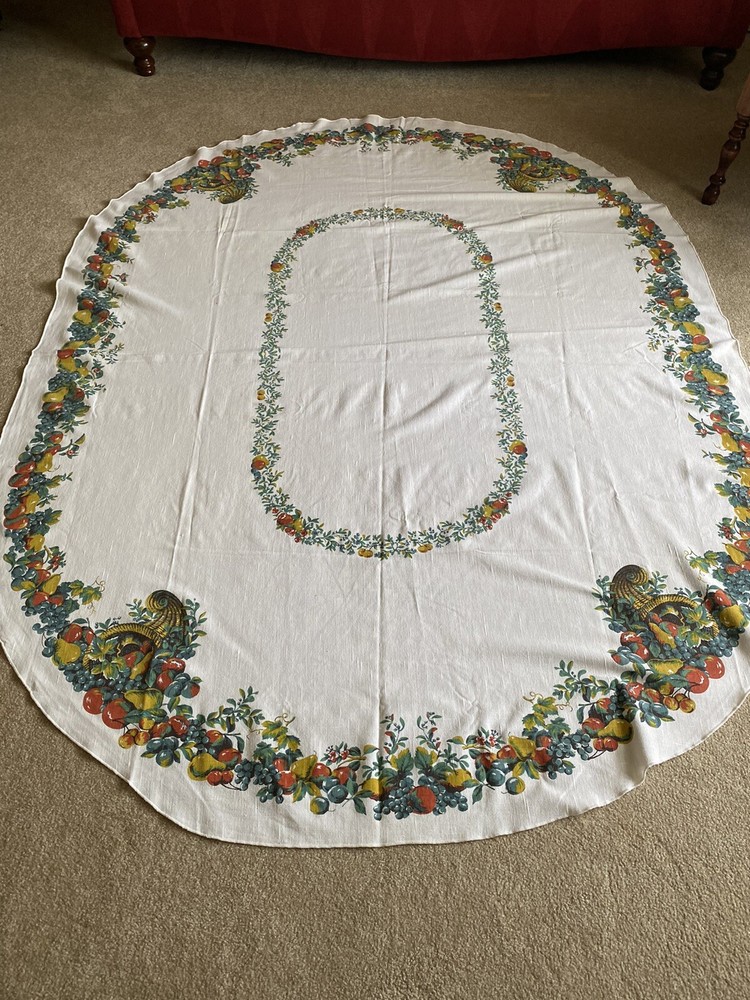 Vintage Floral Seasonal Tablecloth with Classic Retro Design-image
