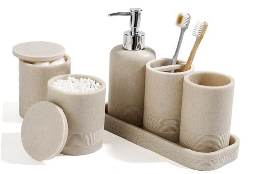 6-Piece Bathroom Accessory Set with Toothbrush Holders