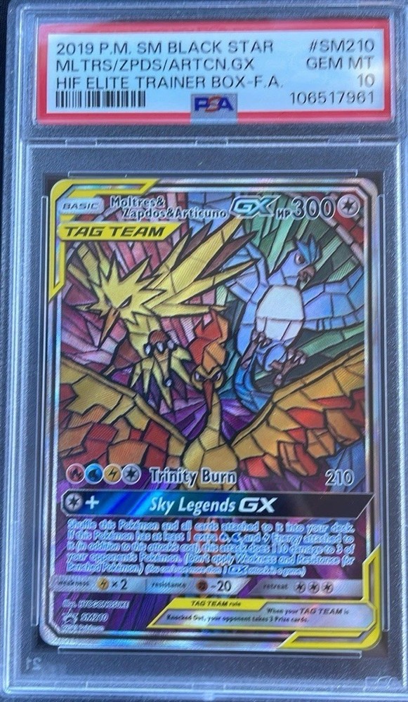 PSA 10 Pokemon Moltres Zapdos Articuno GX SM210 Hidden Fates Black Star Promo