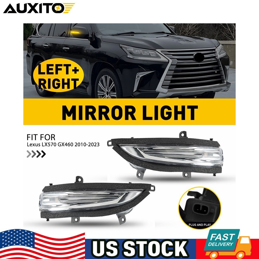 Pair For 2010-2023 Lexus GX460 LX570 Side Mirror Turn Signal Lamp Amber Clear