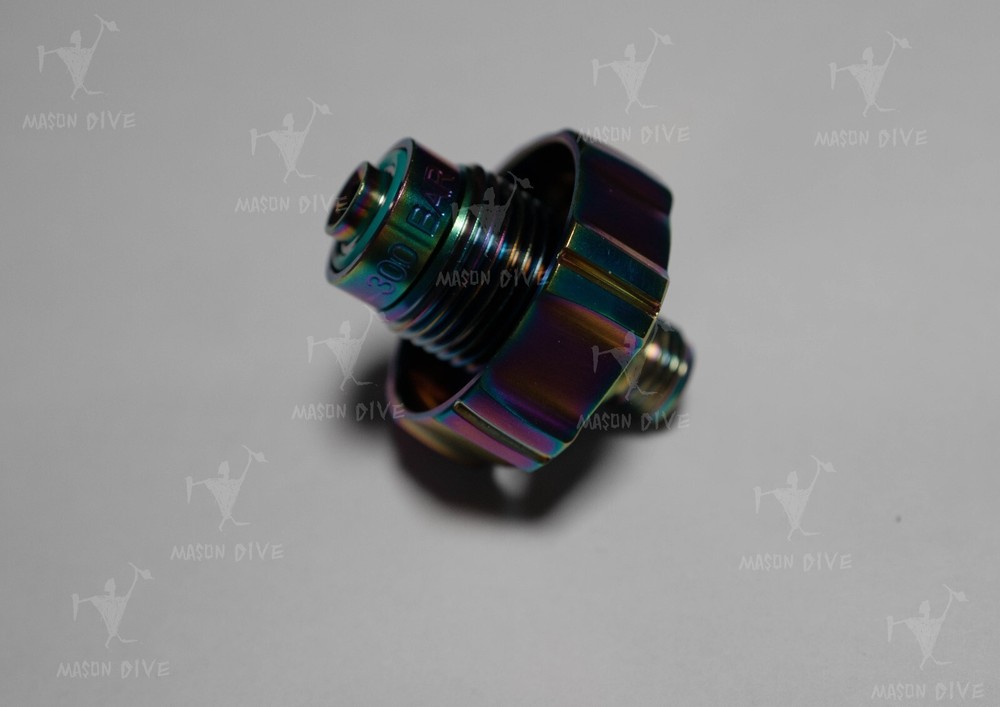 MASONDIVE Titanium DIN Adapter for Atomic T3/T25 Regulators | TC4, 300 Bar, Filt
