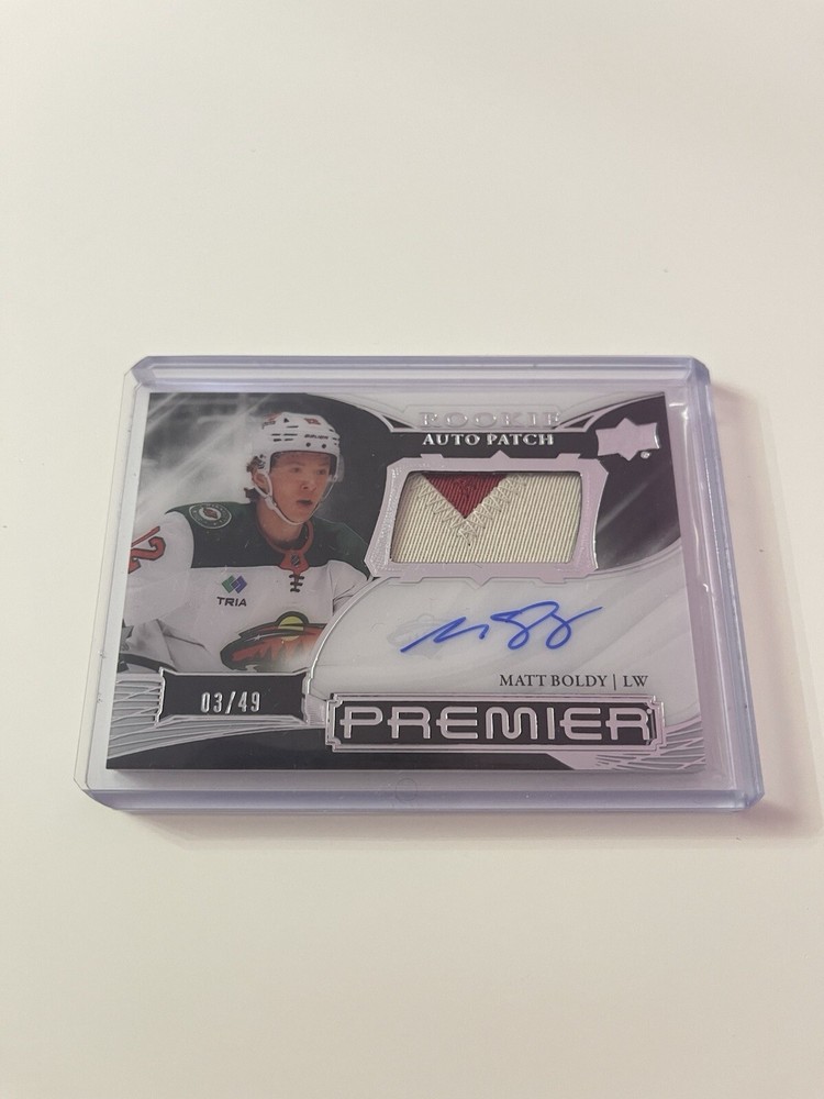 2022 Upper Deck Premier Acetate Rookie Patch Matt Boldy RPA AUTO 12/49 RC