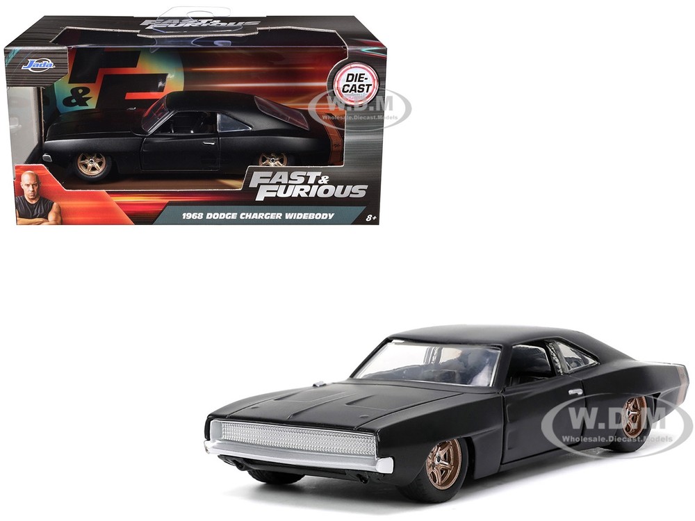 1968 DODGE CHARGER WIDEBODY MATT BLACK FAST & FURIOUS 1/32 DIECAST BY JADA 33450