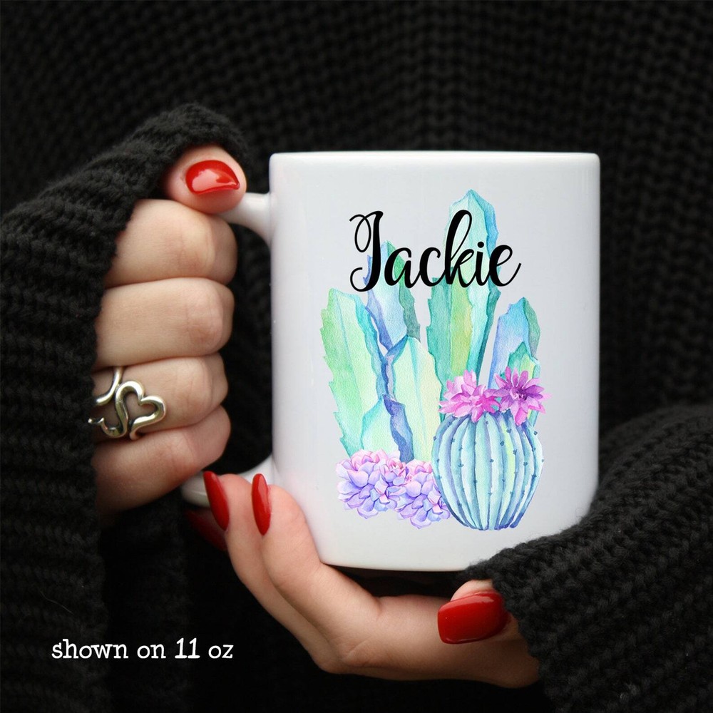 Personalized Mug Custom Name Cactus Mug Succulent Co Worker Gift Friend Gift
