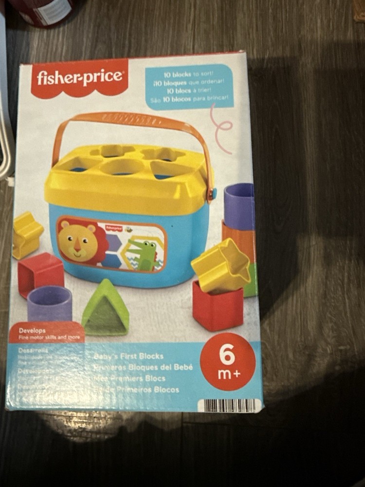 Fisher-Price First Baby Blocks Set - 10 Sorting Shapes for Early Learning  