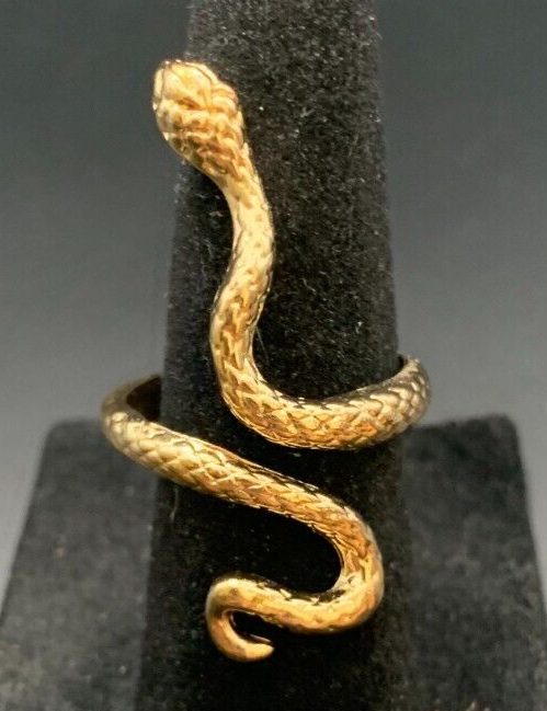 Vintage Antique Gold Tone Snake Ring - Size 5.5