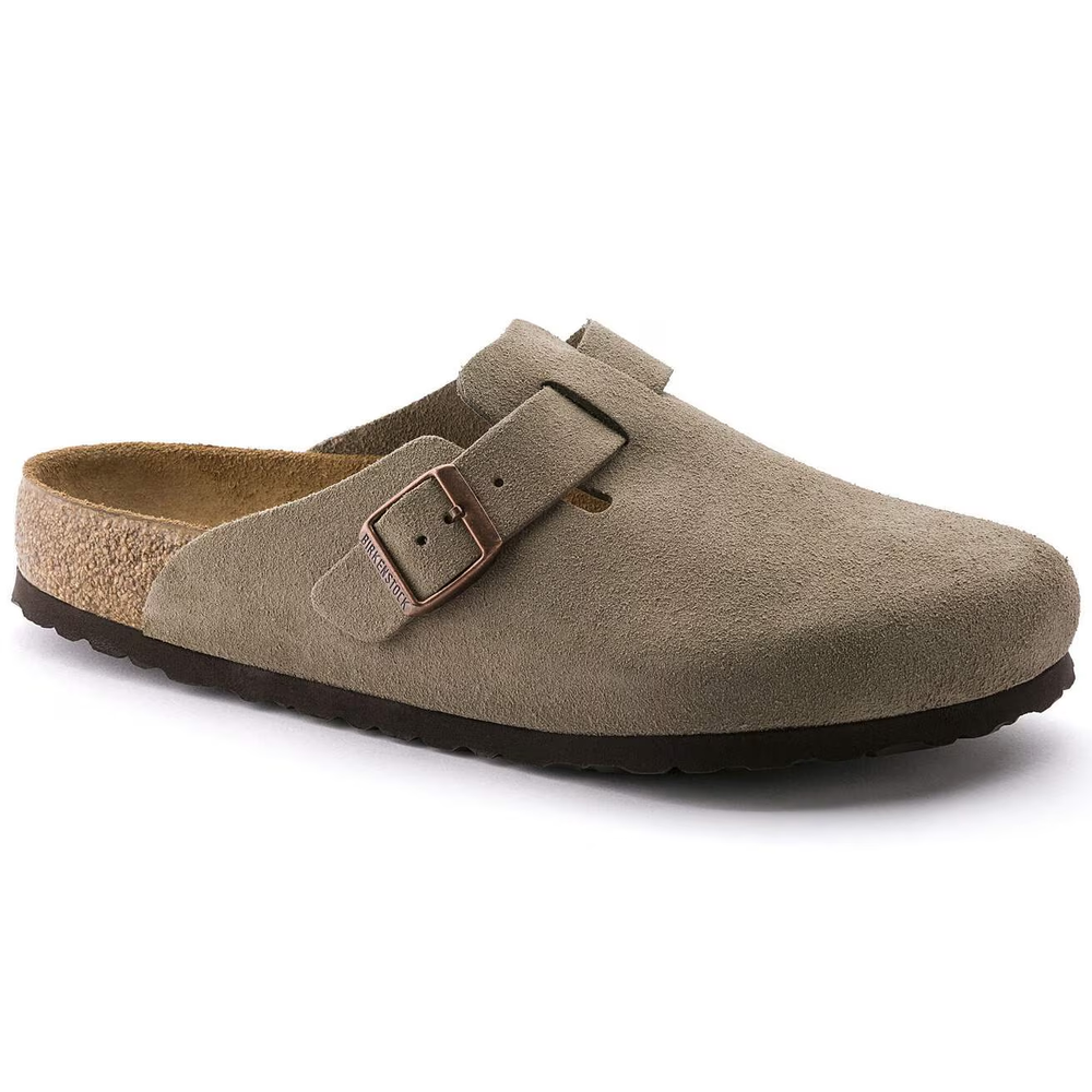 Birkenstock Boston Soft Footbed Clog Taupe Suede Unisex Comfort Slip-On Sandals