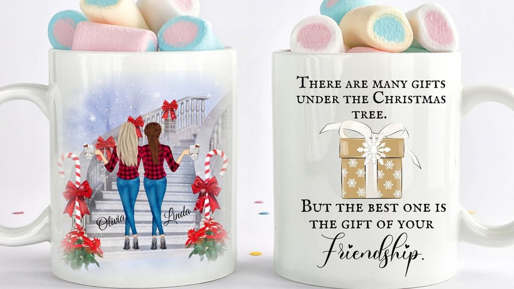 Personalized Christmas Mug for Best Friend - Cute Winter Holiday Gift