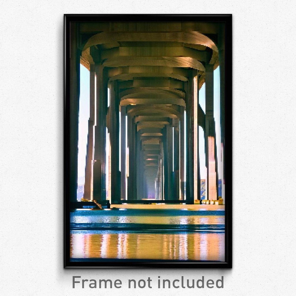 8-Bit Pixel Art Poster - Psychedelic Trippy Viaduct Video Game Print