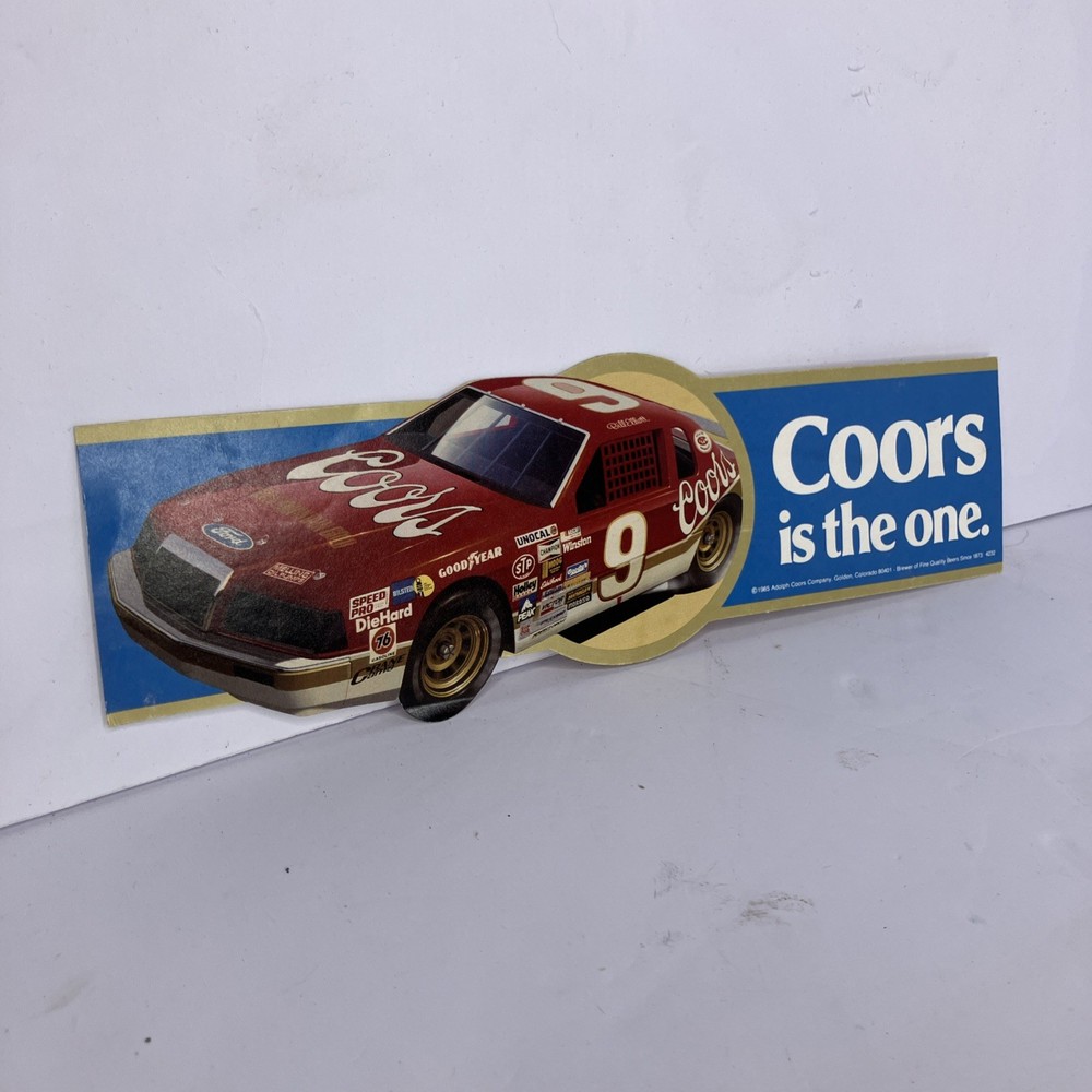 Vintage 1985 Bill Elliott #9 Coors Bumper Sticker Decal 10 Inch NASCAR