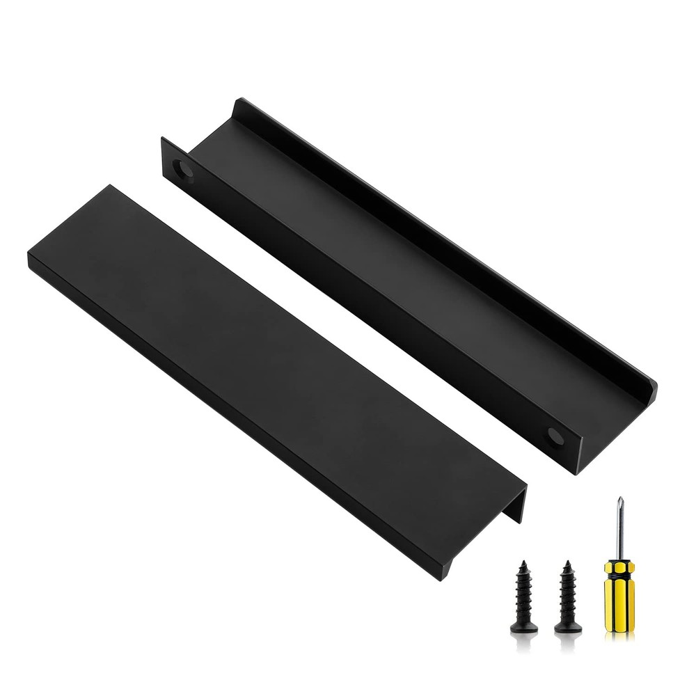 6 Pack 150mm Black Matte Cabinet Finger Pulls Edge Handles