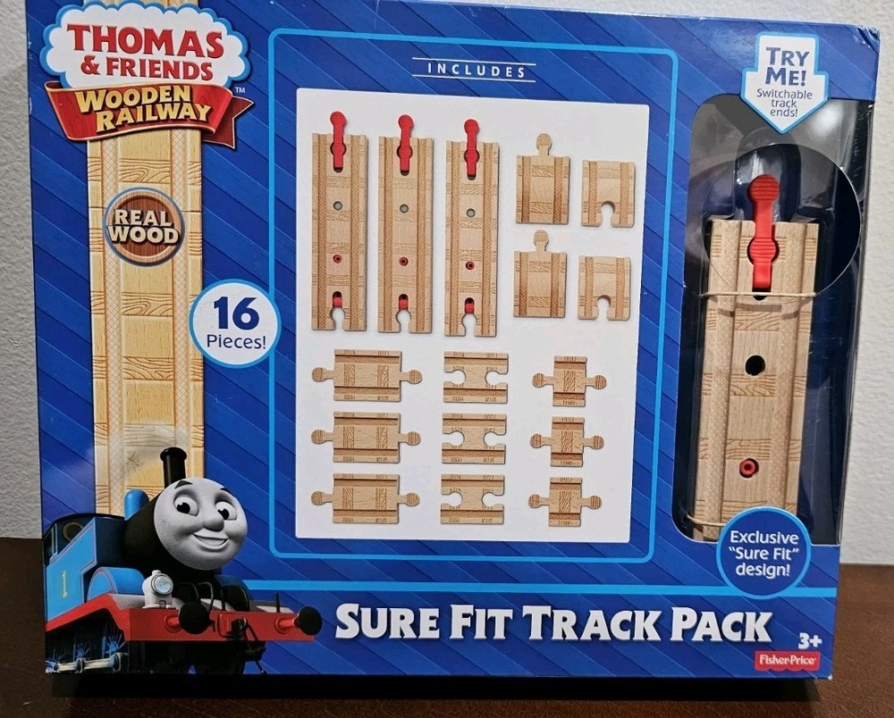 New Unopened Thomas & Friends Wooden Railway Train Sure Fit Track Pack 16-Piece Set