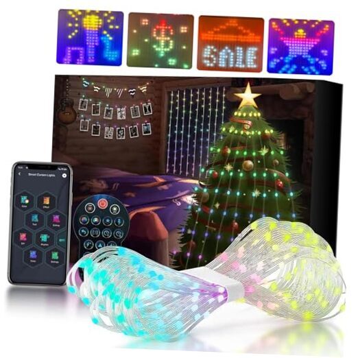 WiFi Smart Curtain Lights 6.6x6.6ft Color Changing Christmas Window Decor