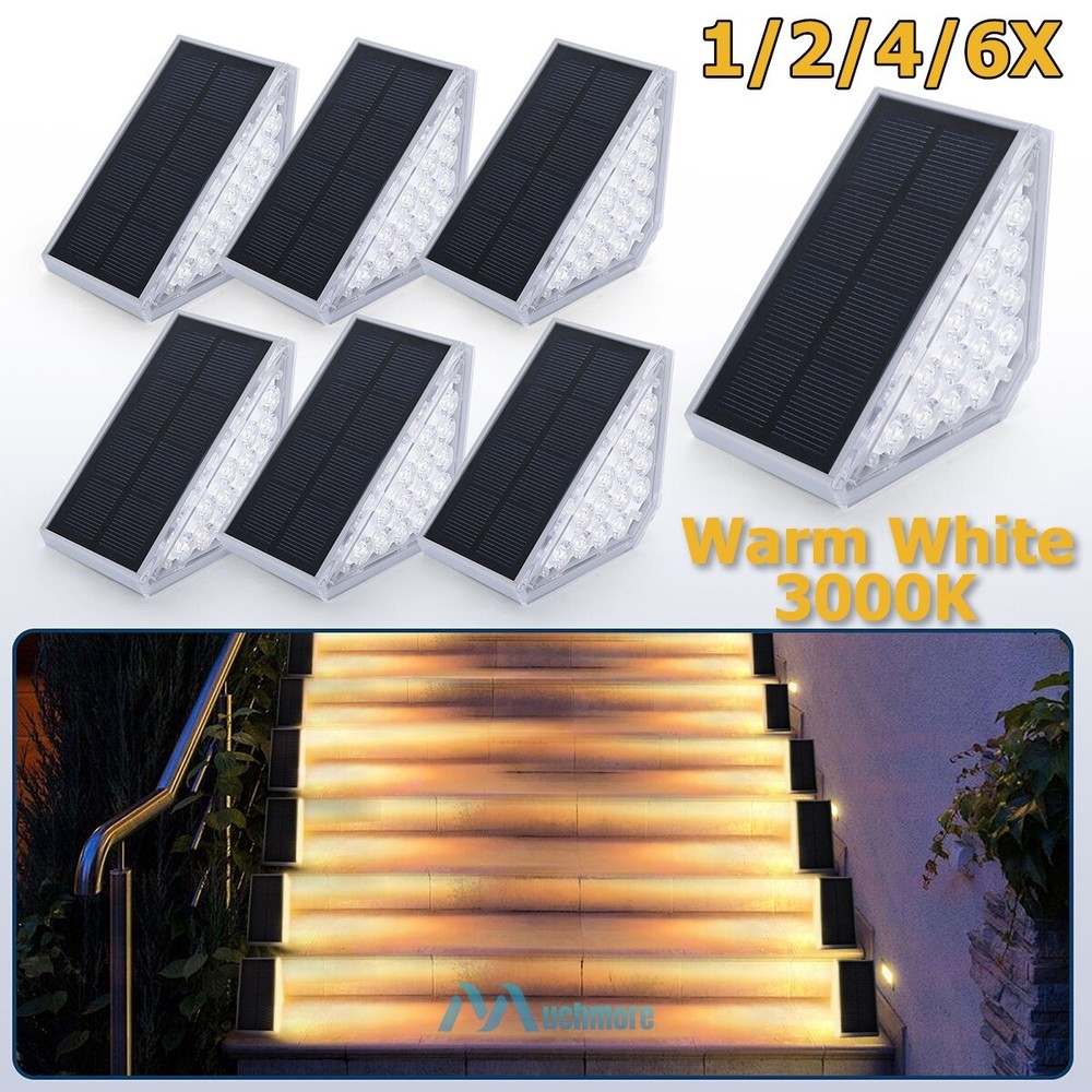 Solar LED Stair Step Lights Garden Pathway Stairway Deck Fence Lamp Waterproof