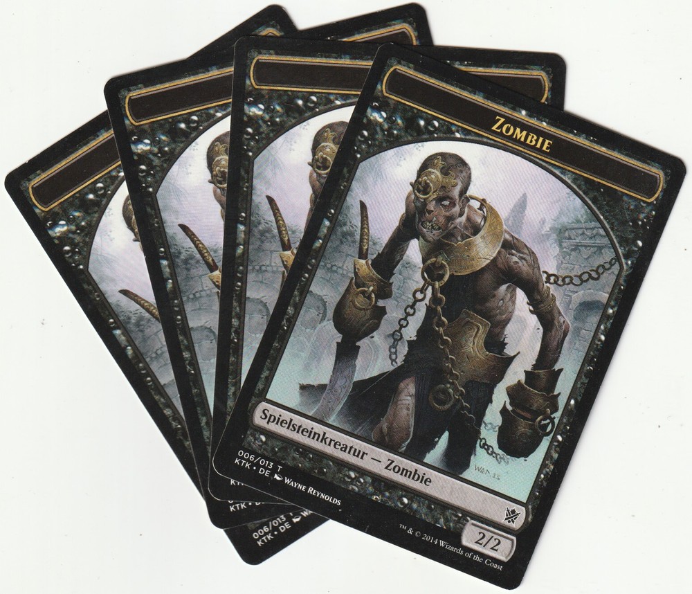 4 MTG Zombie Black Creature Tokens - KTK/EN 2014 Playset