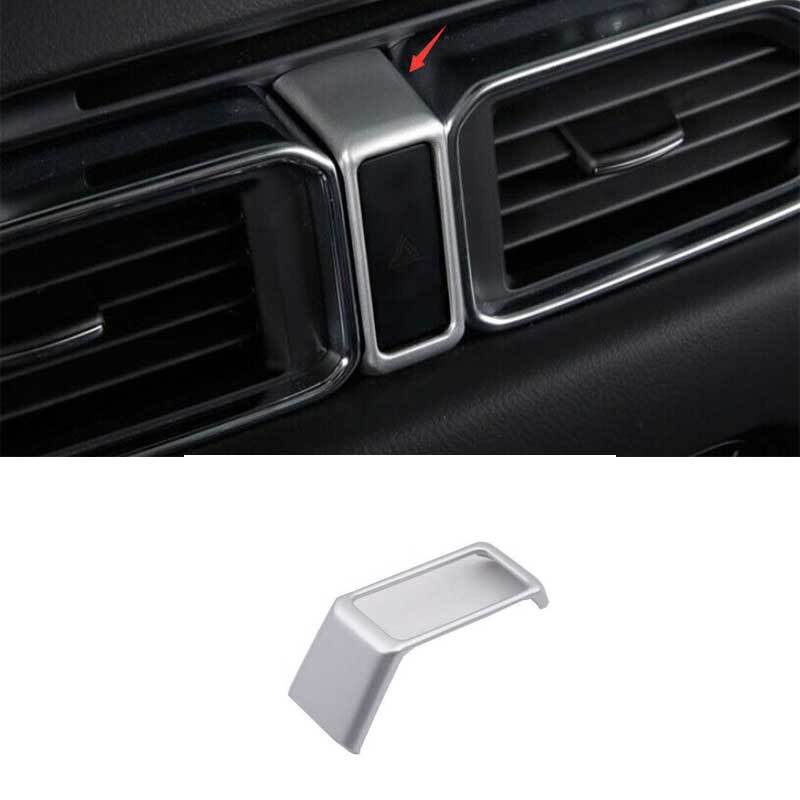 Matte SilverEmergency Light Switch Panel Frame Trim 1PC For Mazda CX-5 2017-2024