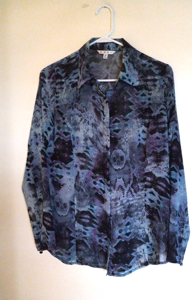 CAbi  Animal Print Top Button Front  Medium Shirt #609