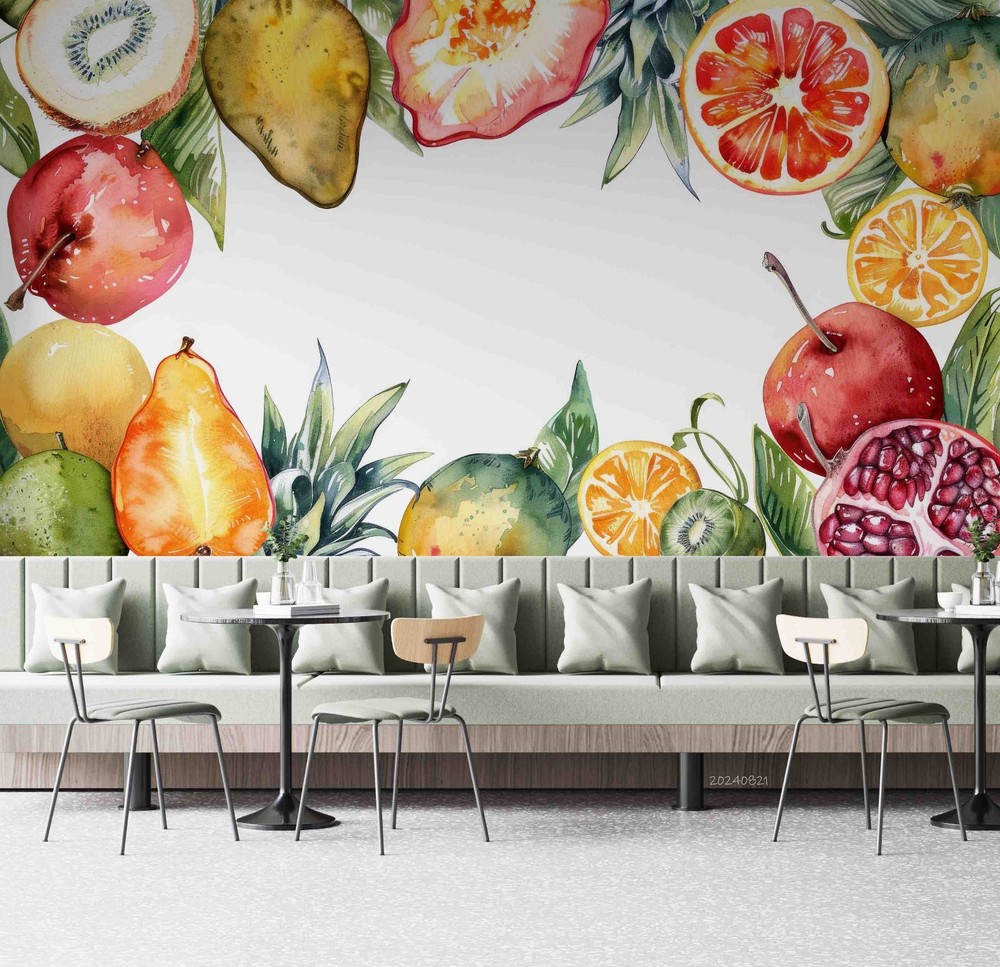 3D Fruit Watercolor Pattern Wall Murals Wallpaper Murals Wall Sticker