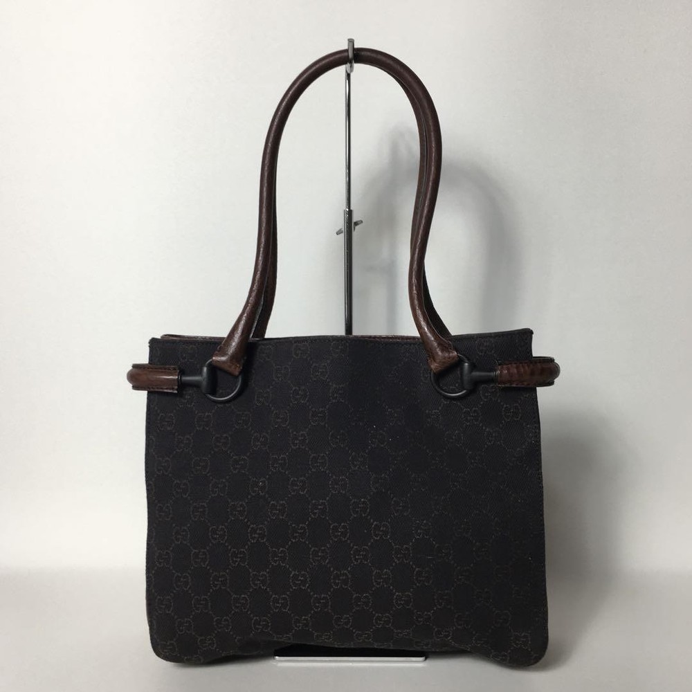 Gucci GG Canvas Handbag Dark Brown 2506 128 in Excellent Condition