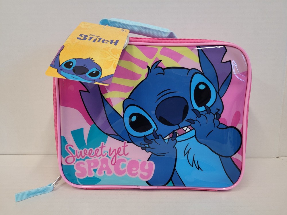 Lunch Bag - Disney Lilo & Stitch Sweet Spacey Pink Insulated Snack Tote Case NEW