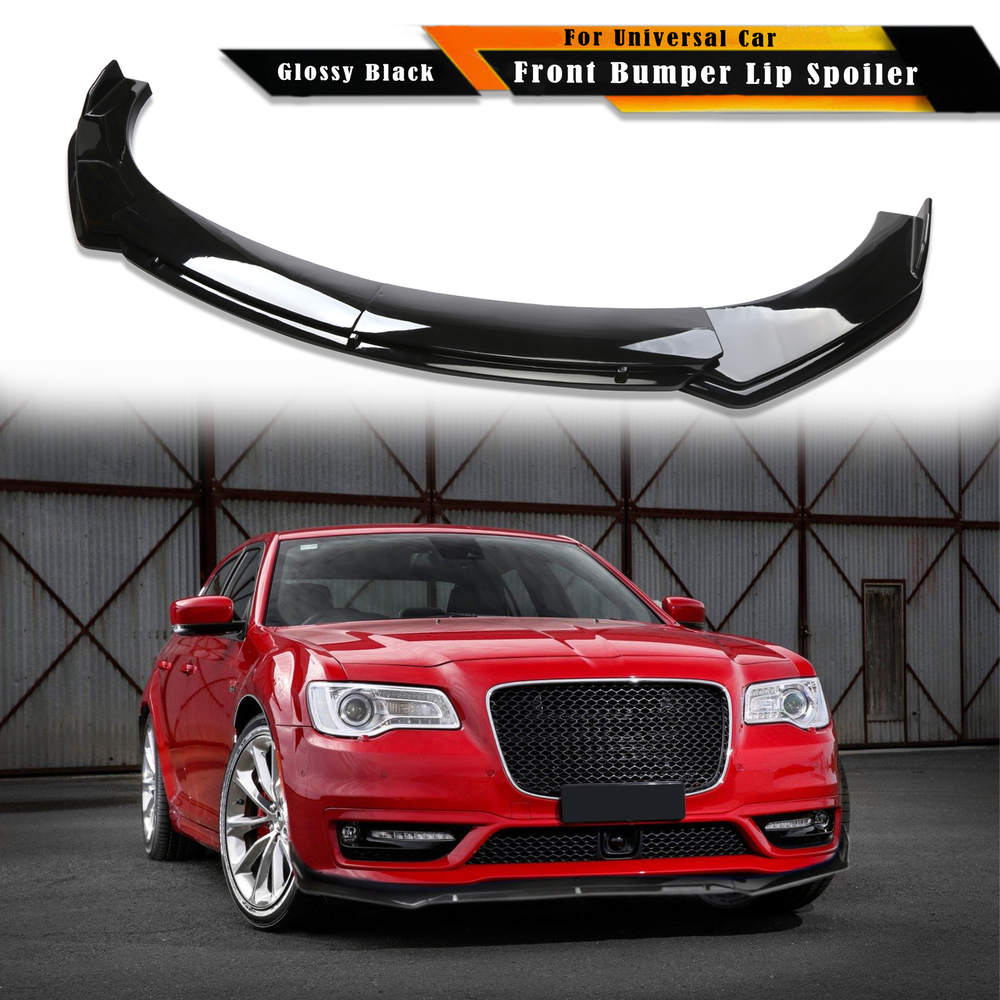 Chrysler 300 Universal Glossy Black Double Layer Front Bumper Lip Spoiler