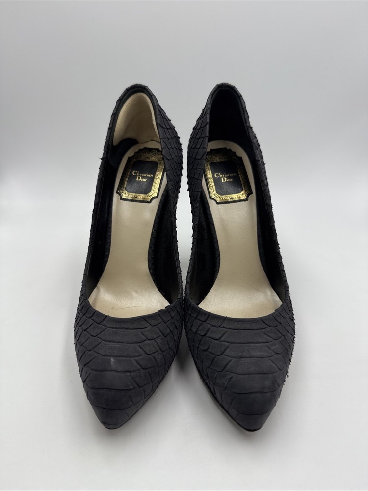 Christian Dior Miss Dior Grey Python Embossed Stiletto Pumps Size 36