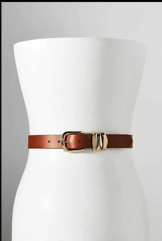 Anthropologie structured keeper leather belt Honey XL