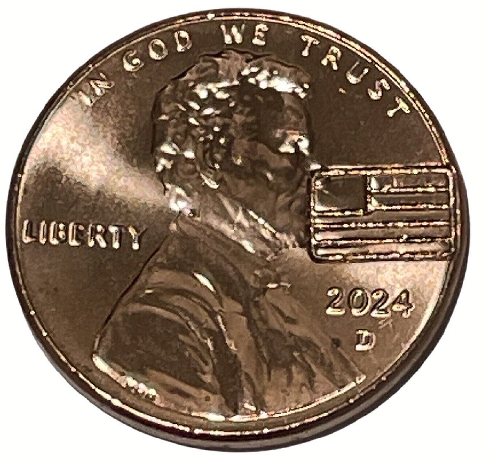 2024 USA Flag Hand Struck Pocket Coin Counterstamp Imprint Patriotic Lucky Charm