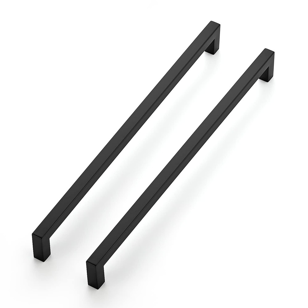 5 Pack Matte Black Square Cabinet Handles 12-3/5 Inch Kitchen Cupboard Hardware