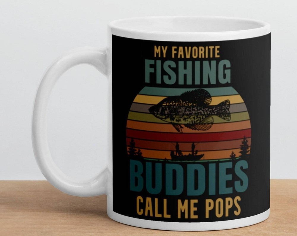 Sentimental Fishing Buddies White Glossy Ceramic Coffee Tea Mug  