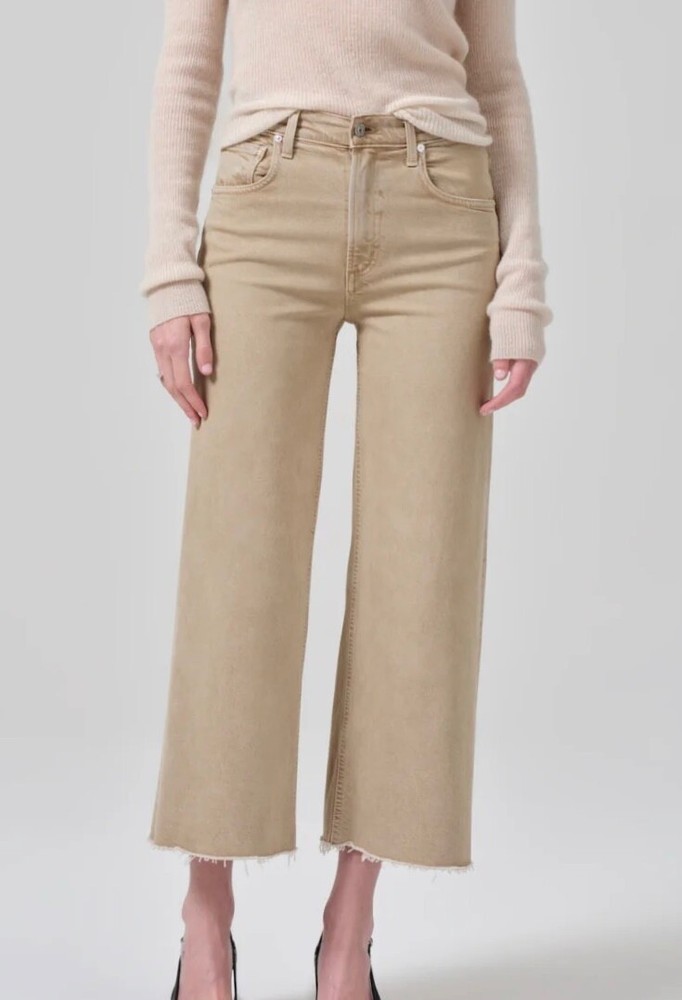Citizens of Humanity Lyra Crop Wide-Leg Raw Hem Jeans Size 31 - $238