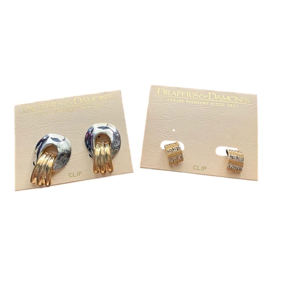 Vintage Clip On Earrings Set of 2 Pairs