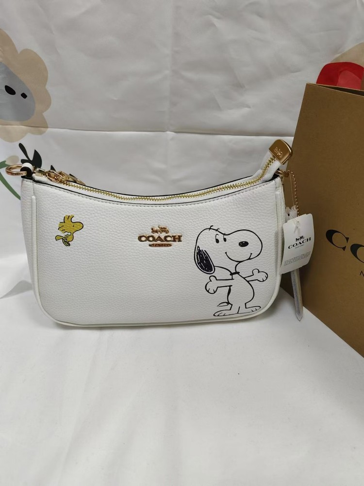 2025 Coach x Peanuts Snoopy Print Teri 2-Way Shoulder Bag in White